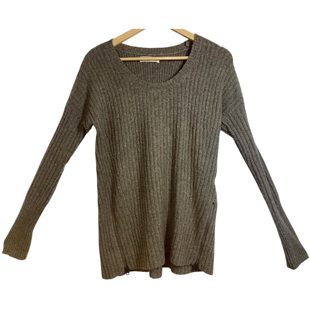Abercrombie & Fitch Green Wool Knit Zip Up Pullover Scoop Neck Sweater Size S